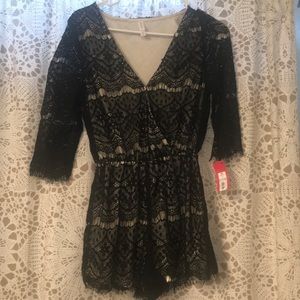 Black and nude romper